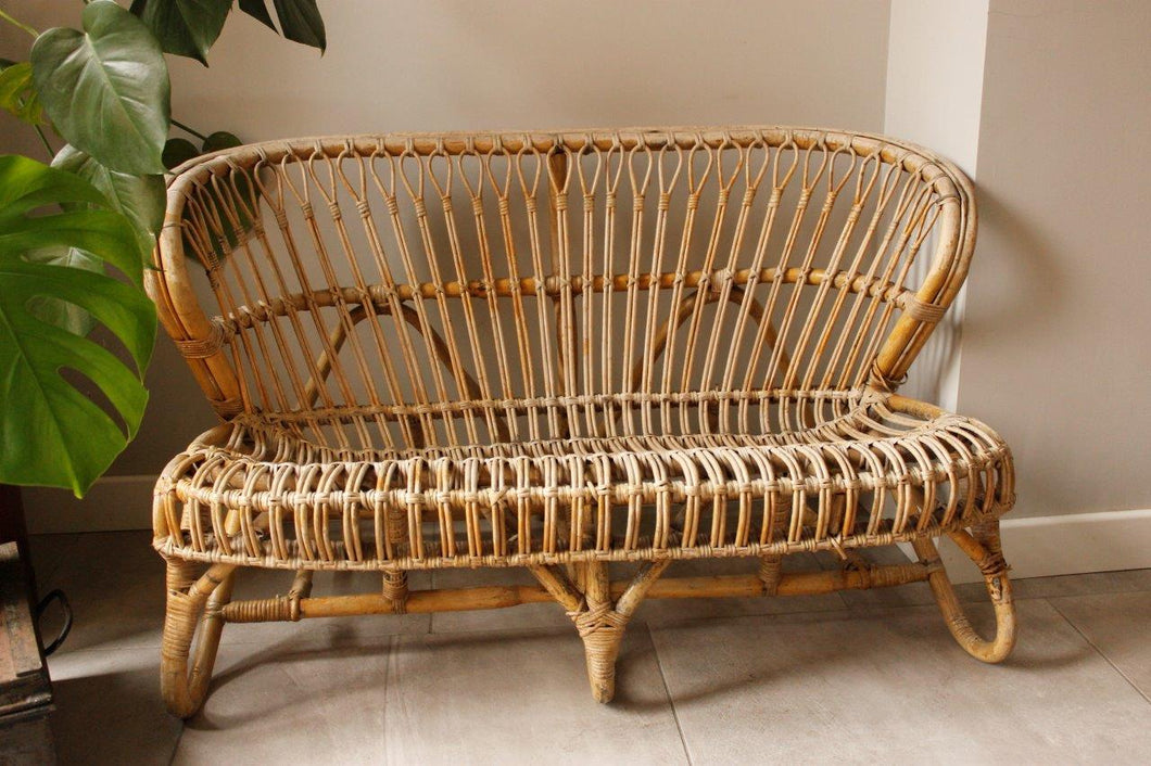 Compact vintage bamboo sofa boho style from josriches.co.uk