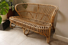 Load image into Gallery viewer, Compact vintage bamboo sofa boho style from josriches.co.uk
