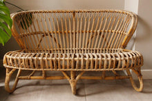 Load image into Gallery viewer, Compact vintage bamboo sofa boho style from josriches.co.uk
