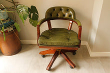 Load image into Gallery viewer, Green Leather Captain&#39;s Chair
