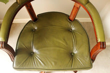 Load image into Gallery viewer, Green Leather Captain&#39;s Chair
