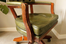 Load image into Gallery viewer, Green Leather Captain&#39;s Chair
