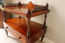 Load image into Gallery viewer, Antique Victorian Burr Walnut &amp; Inlaid Canterbury Whatnot With Drawer
