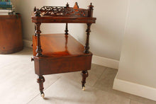 Load image into Gallery viewer, Antique Victorian Burr Walnut &amp; Inlaid Canterbury Whatnot With Drawer
