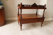 Load image into Gallery viewer, Antique Victorian Burr Walnut &amp; Inlaid Canterbury Whatnot With Drawer
