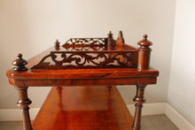 Load image into Gallery viewer, Antique Victorian Burr Walnut &amp; Inlaid Canterbury Whatnot With Drawer
