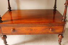 Load image into Gallery viewer, Antique Victorian Burr Walnut &amp; Inlaid Canterbury Whatnot With Drawer
