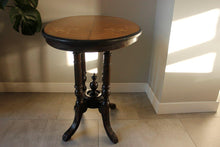 Load image into Gallery viewer, Victorian Walnut And Marquetry Oval Side Table With Ebonised Base And Top
