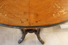 Load image into Gallery viewer, Victorian Walnut And Marquetry Oval Side Table With Ebonised Base And Top
