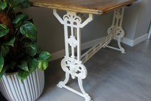 Load image into Gallery viewer, Victorian White Painted Cast Iron and Walnut Topped Table
