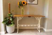 Load image into Gallery viewer, Victorian White Painted Cast Iron and Walnut Topped Table josriches.co.uk
