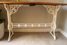 Load image into Gallery viewer, Victorian White Painted Cast Iron and Walnut Topped Table josriches.co.uk
