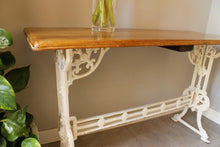 Load image into Gallery viewer, Victorian White Painted Cast Iron and Walnut Topped Table josriches.co.uk
