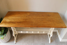 Load image into Gallery viewer, Victorian White Painted Cast Iron and Walnut Topped Table
