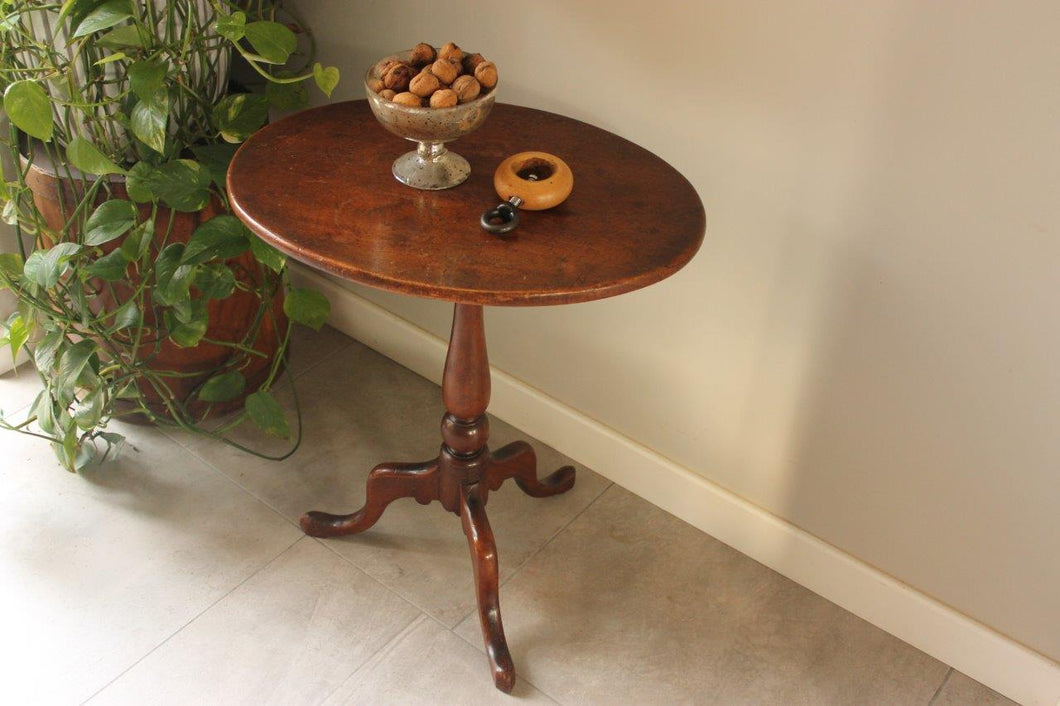 19th Century Mahogany Oval Tilt Top Tripod Table