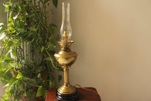 Load image into Gallery viewer, Antique Brass Table Lamp Converted From Oil Lamp
