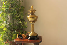 Load image into Gallery viewer, Antique Brass Table Lamp Converted From Oil Lamp
