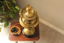 Load image into Gallery viewer, Antique Brass Table Lamp Converted From Oil Lamp
