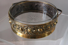 Load image into Gallery viewer, Antique Brass &amp; Glass Carry Serving Dish
