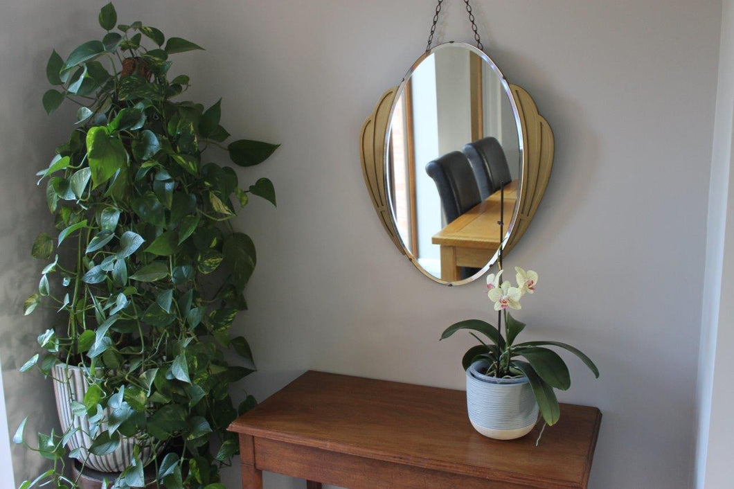 Art Deco Mirror with Gold Scalloped Frame