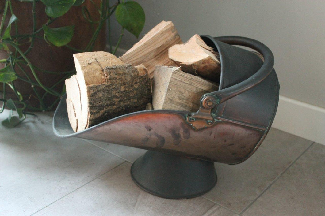 Vintage Copper Coal Scuttle / Log Holder