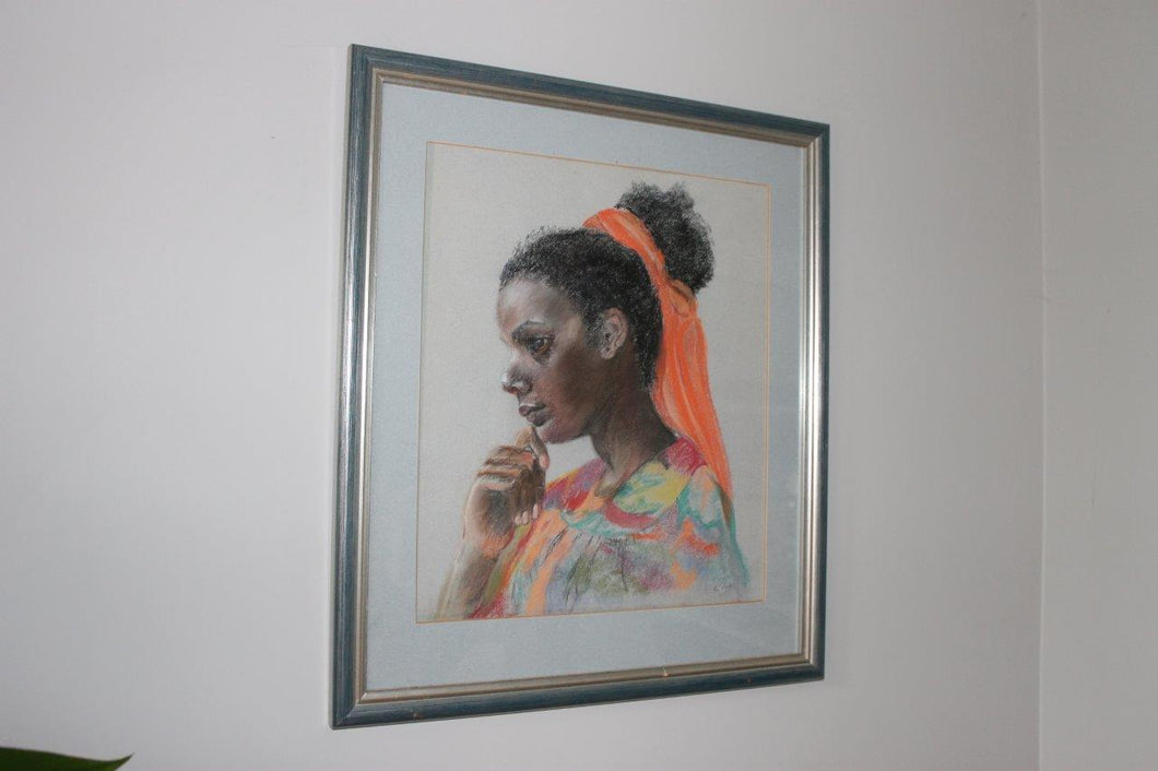 Framed Original Pastel 'Tina' by Joy Rhodes