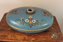 Load image into Gallery viewer, Teal Blue Hand Painted Metal Vintage Bed Warmer
