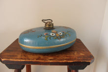 Load image into Gallery viewer, Teal Blue Hand Painted Metal Vintage Bed Warmer
