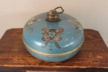 Load image into Gallery viewer, Teal Blue Hand Painted Metal Vintage Bed Warmer
