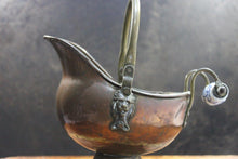 Load image into Gallery viewer, Vintage Copper Plant Pot Holder and Cauldron Jug Duo
