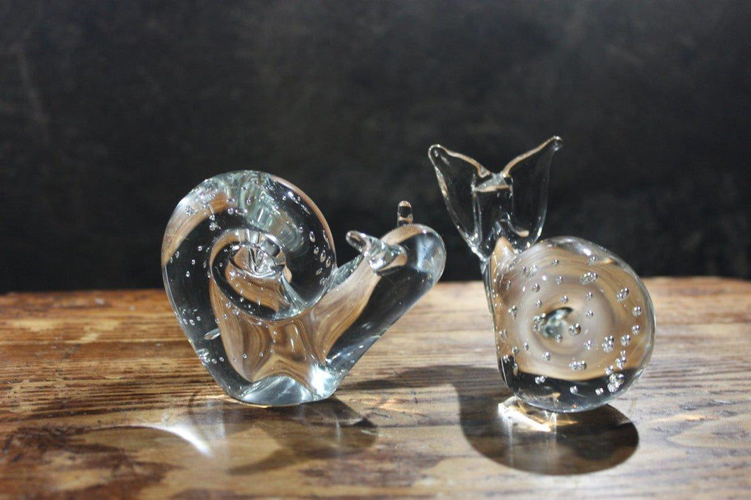 Snail and The Whale Clear Glass Bubble Paperweights