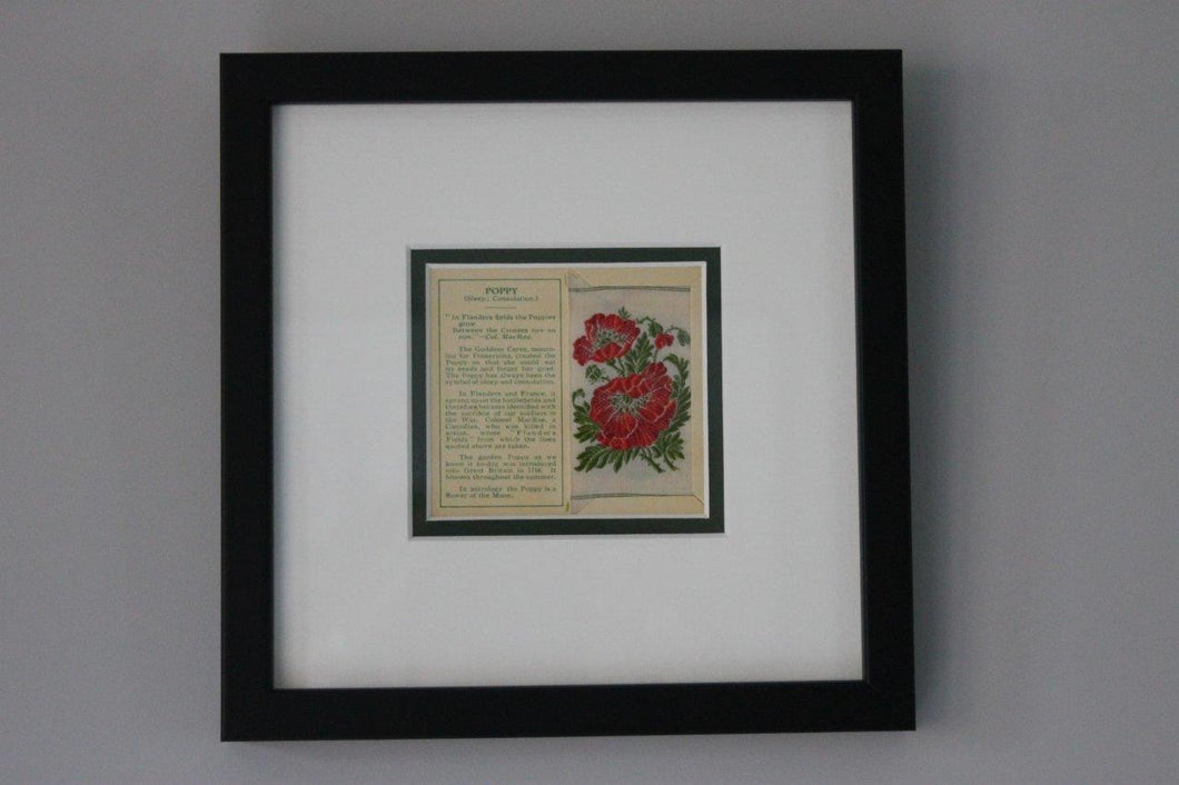 1930s Flowers Silk  - Poppy - Framed