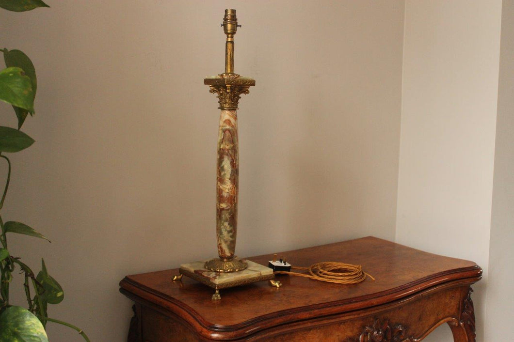 Large Marble and brass corinthian column lamp