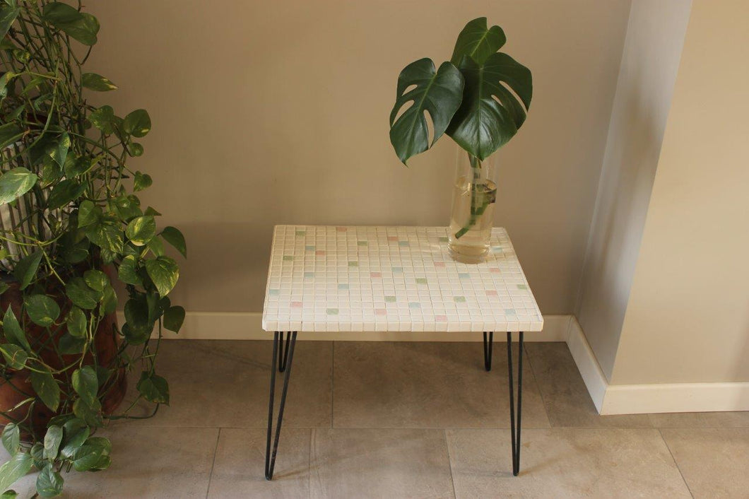 Mid Century Mosaic Table with Hairpin Legs