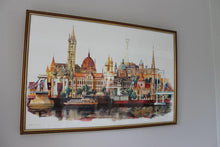 Load image into Gallery viewer, Framed Original Watercolour Painting &#39;Budapest Composite&#39; by Edwin F Mason
