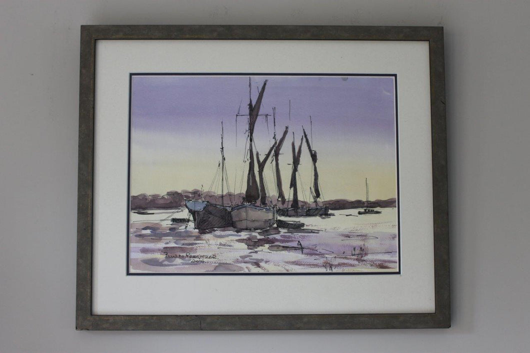 Framed Original Watercolour Painting 'Sailing Boats' by BWN Pregitzer