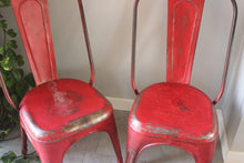 Load image into Gallery viewer, Pair of red aluminium industrial chairs josriches.co.uk
