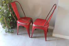 Load image into Gallery viewer, Pair of red aluminium industrial chairs josriches.co.uk
