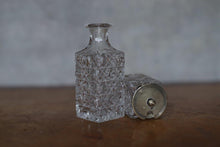 Load image into Gallery viewer, Vintage Cut Glass Bottle and Condiment Jar with Silver Lid
