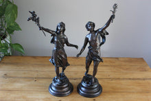 Load image into Gallery viewer, Pair of Victor Rousseau Signed Bronze Classical Statues
